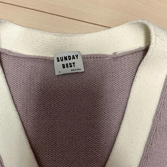 Aritzia Sunday Best Ellis Varsity Cardigan Sweater Sz M Pink - Picture 3 of 11